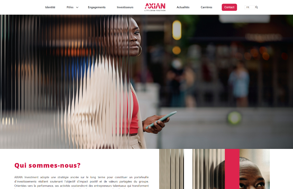 Site corporate Axian, écran 1